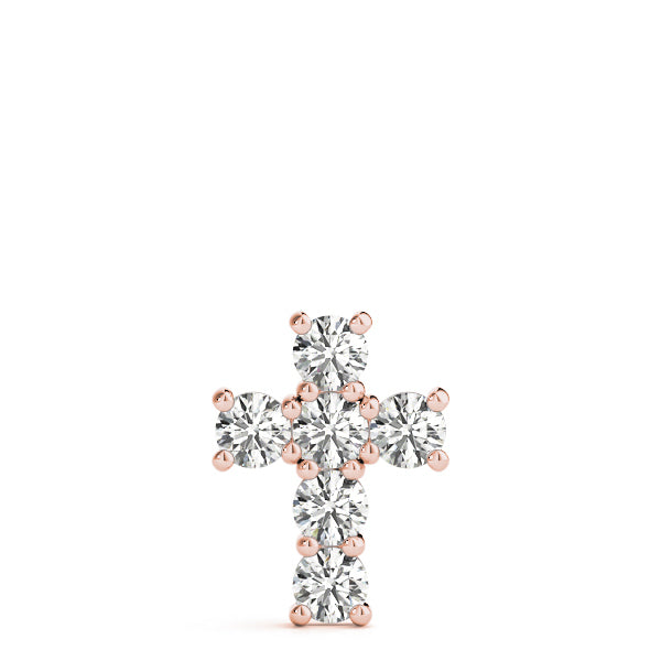 18K Rose Gold Diamond Cross Pendant
