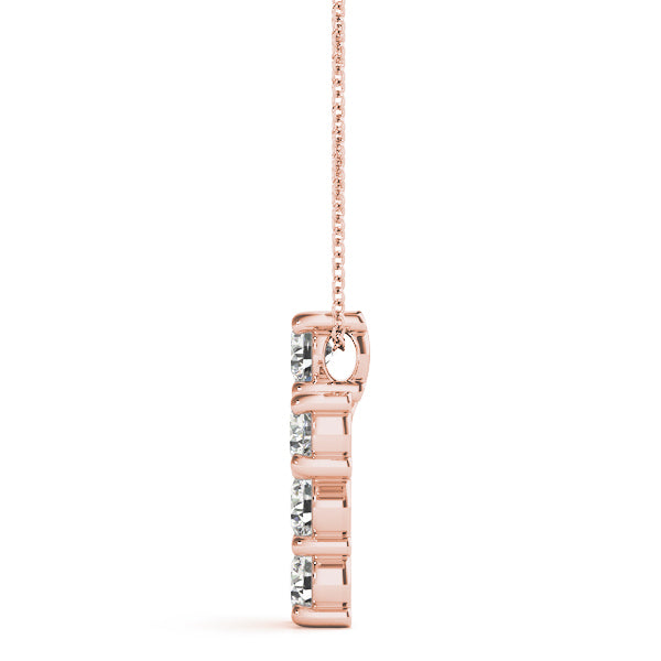 Rose Gold 1 CT Diamond Cross Pendant Necklace