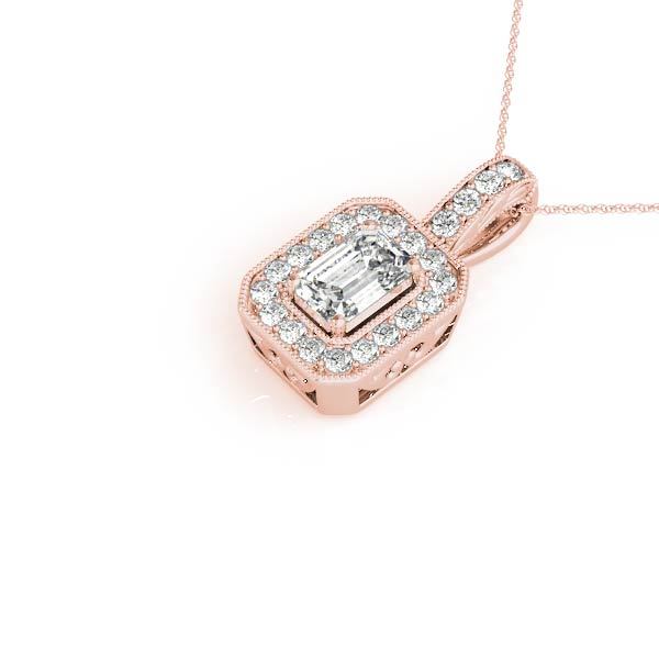 Rose Gold 1/3 CT Diamond Halo Pendant Necklace