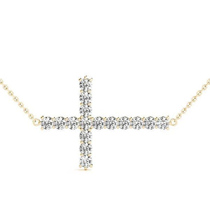 18K Yellow Gold Diamond Cross Pendant