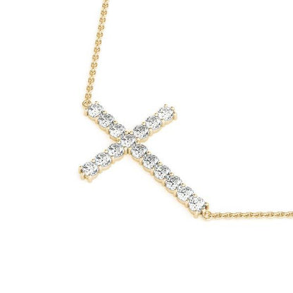 18K Yellow Gold Diamond Cross Pendant