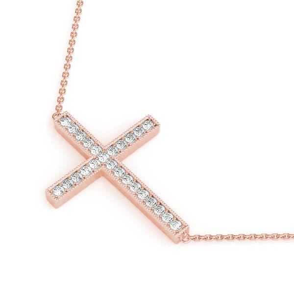 18K Rose Gold Diamond Cross Pendant