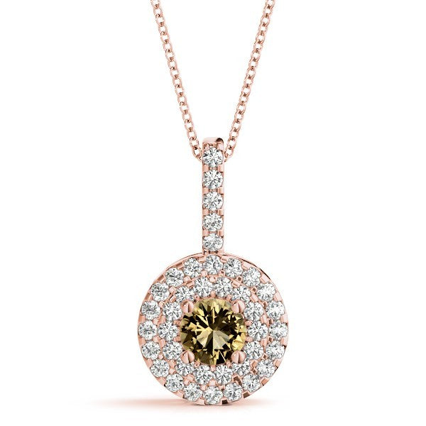 18K Rose Gold 1 CT Diamond Halo Pendant