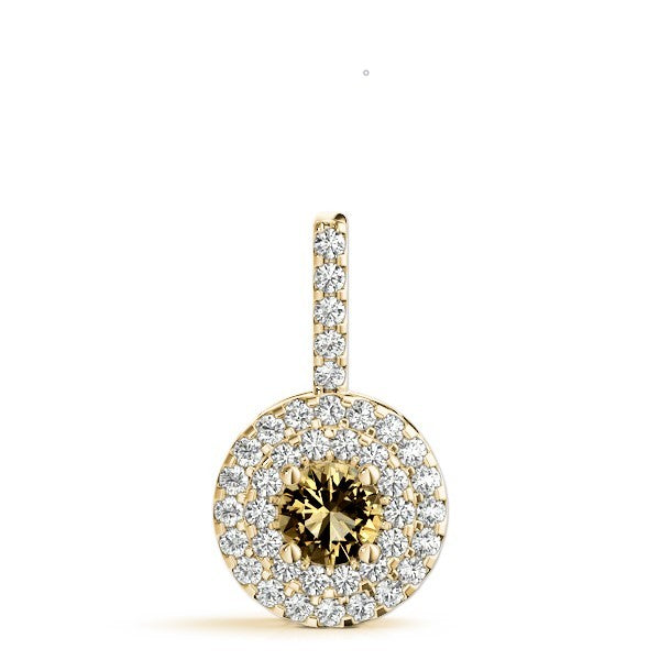 14K Yellow Gold Round Diamond Cluster Pendant
