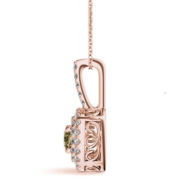 18K Rose Gold 1 CT Diamond Halo Pendant