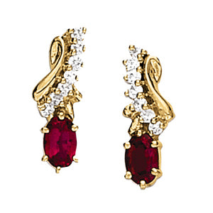 Diamond Oval 14K Gold Earrings
