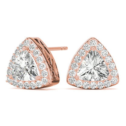 Rose Gold 1/8 CT Diamond Halo Stud Earrings