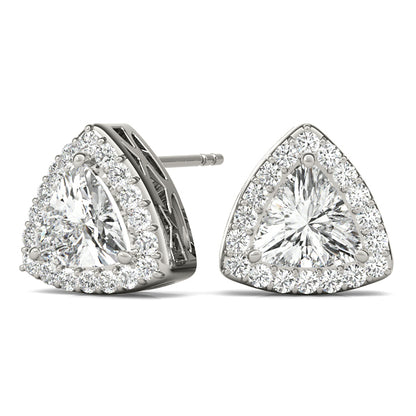 Diamond Halo Round Trillion Earrings