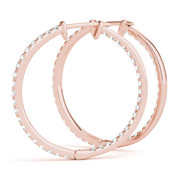14K Rose Gold Round Diamond Fashion Earrings