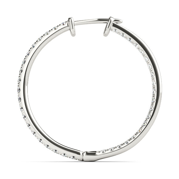 Diamond Round 14K Gold Hoop Earrings
