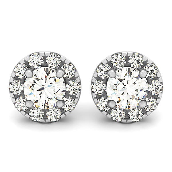 Diamond Round Halo Earrings