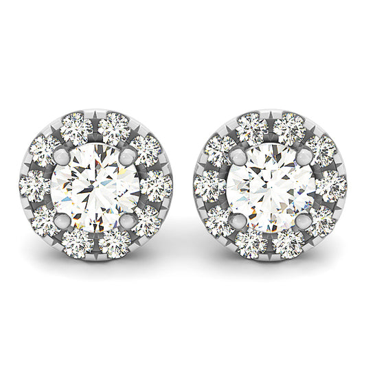 Diamond Round Halo Earrings