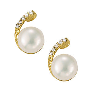 Pearl Center Diamond Accent Earrings