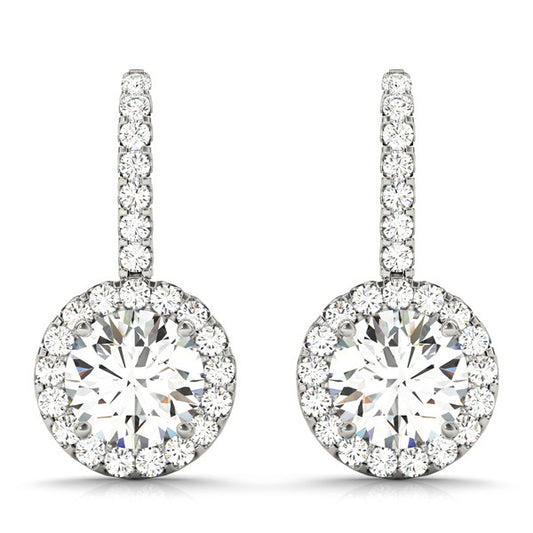 Round Diamond Halo Earrings in Fine Metal