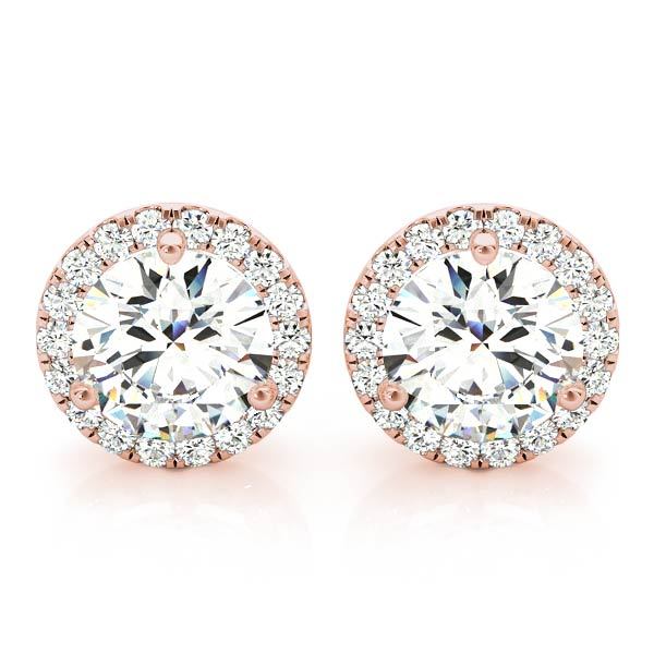 18K Rose Gold Diamond Halo Statement Earrings