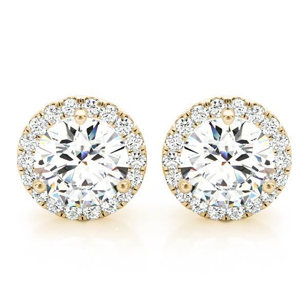 18K Yellow Gold 1.51 ct Diamond Halo Earrings