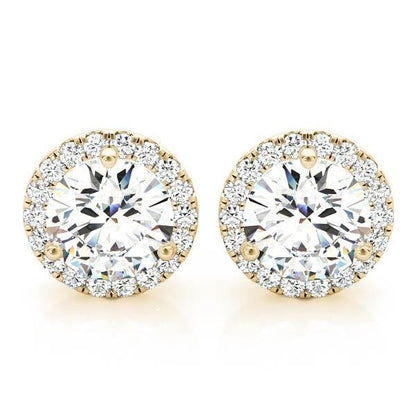 18K Yellow Gold 1.51 ct Diamond Halo Earrings