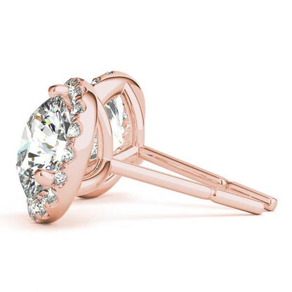 18K Rose Gold 1.5 ct Diamond Halo Earrings