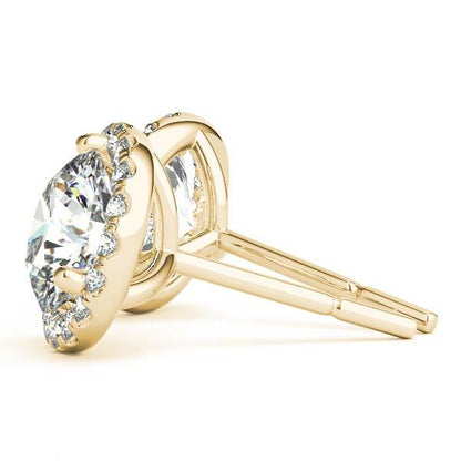 18K Yellow Gold 1.51 ct Diamond Halo Earrings
