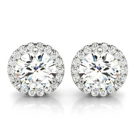 Round Diamond Martini Halo Earrings