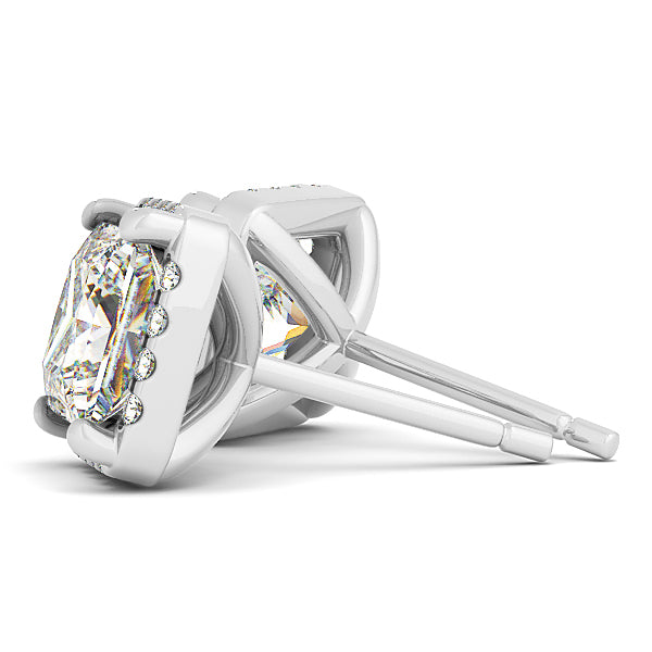 Square Halo Diamond Accent Earrings
