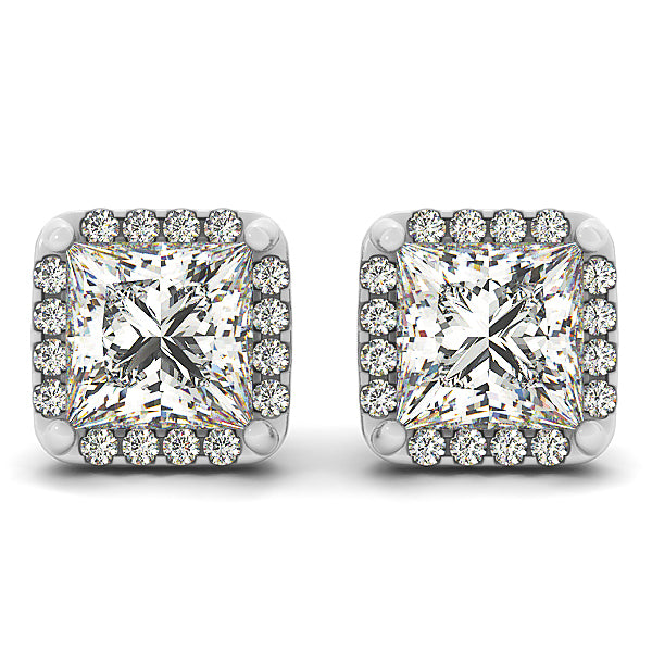 Square Halo Diamond Accent Earrings