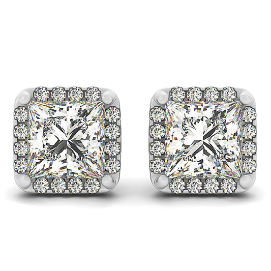 Square Halo Diamond Accent Earrings