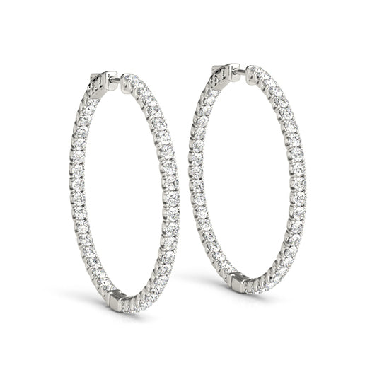 Diamond Round Inside Out Hoop Earrings