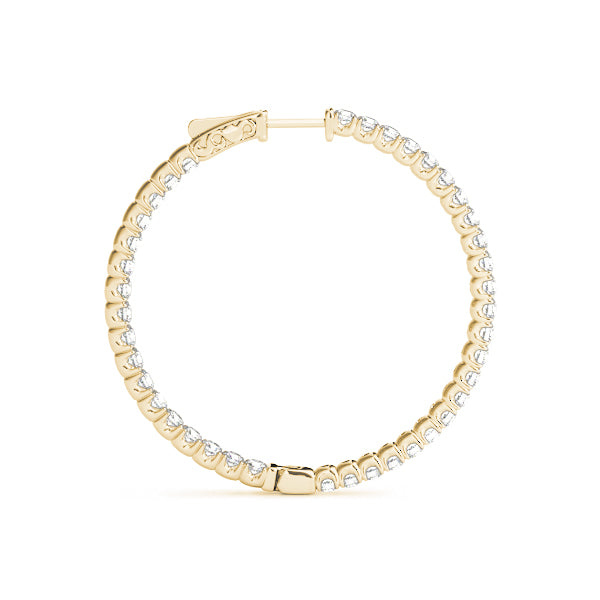 14K Yellow Gold Diamond Inside Out Hoop Earrings