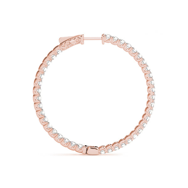 Rose Gold Diamond Inside Out Hoop Earrings - 1/3 ct
