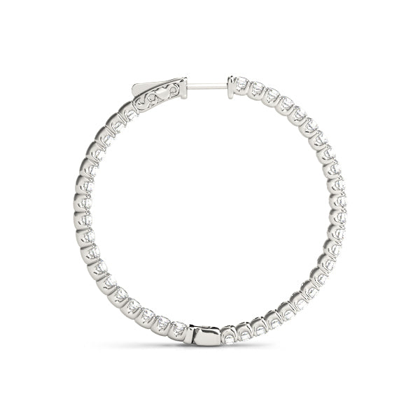 Diamond Round Inside Out Hoop Earrings