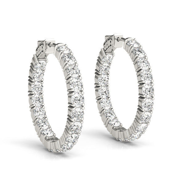 14K Diamond Round Inside Out Hoop Earrings