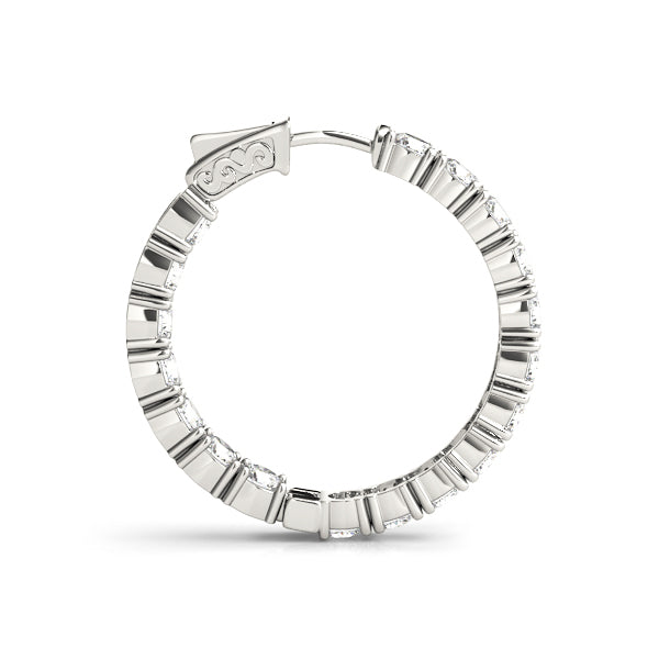 14K Diamond Round Inside Out Hoop Earrings