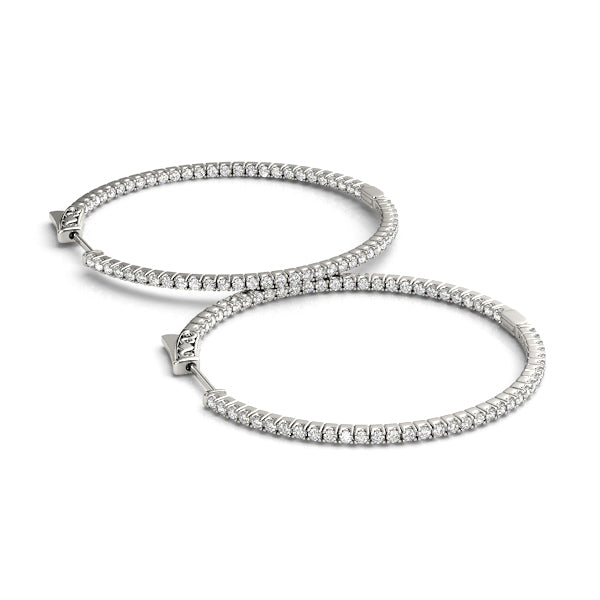 Diamond Inside Out 14K Gold Round Hoop Earrings
