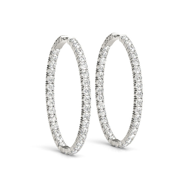14K Gold Diamond Inside Out Oval Hoop