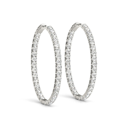 14K Gold Diamond Inside Out Oval Hoop