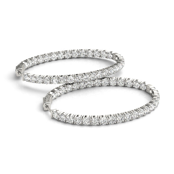14K Gold Diamond Inside Out Oval Hoop