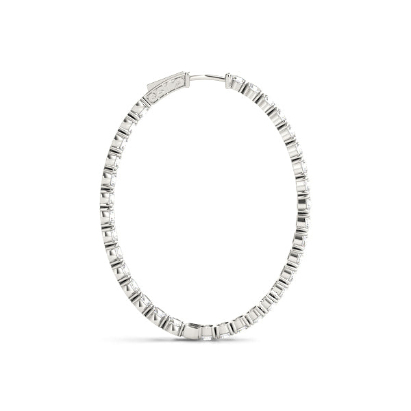 14K Gold Diamond Inside Out Oval Hoop