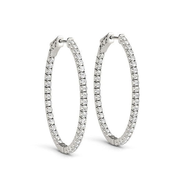 14K Gold Diamond Inside Out Oval Hoop