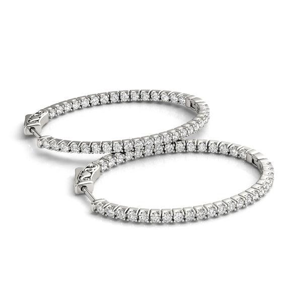 14K Gold Diamond Inside Out Oval Hoop