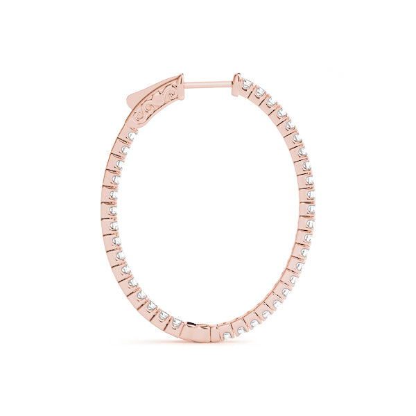 Rose Gold Diamond Inside Out Hoop Earrings - 3/8 ctw