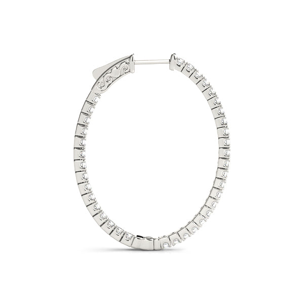 14K Gold Diamond Inside Out Oval Hoop