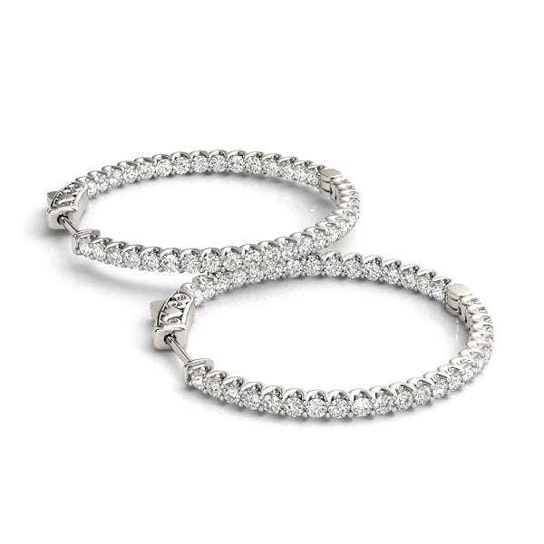14K Gold 0.25ctw Diamond Inside Out Hoop Earrings