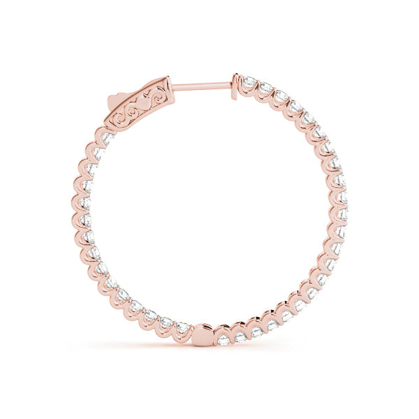 14K Rose Gold Diamond Inside Out Hoop Earrings