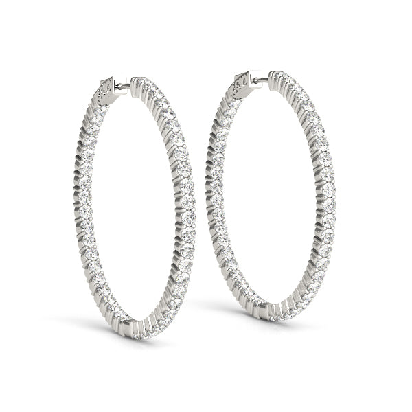 14K Gold Diamond Round Inside Out Hoop