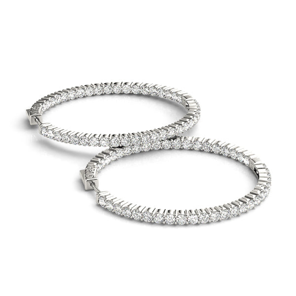 14K Gold Diamond Round Inside Out Hoop