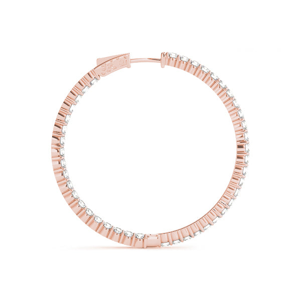 14K Rose Gold Diamond Inside Out Hoop Earrings