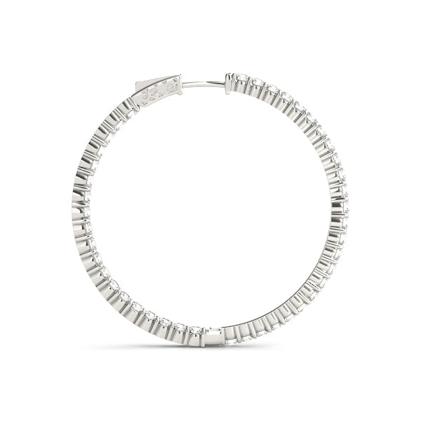 14K Gold Diamond Round Inside Out Hoop