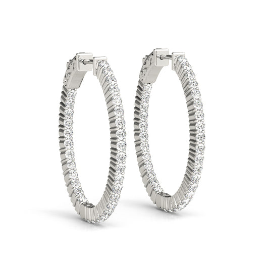 14K Gold Diamond Inside Out Oval Hoop