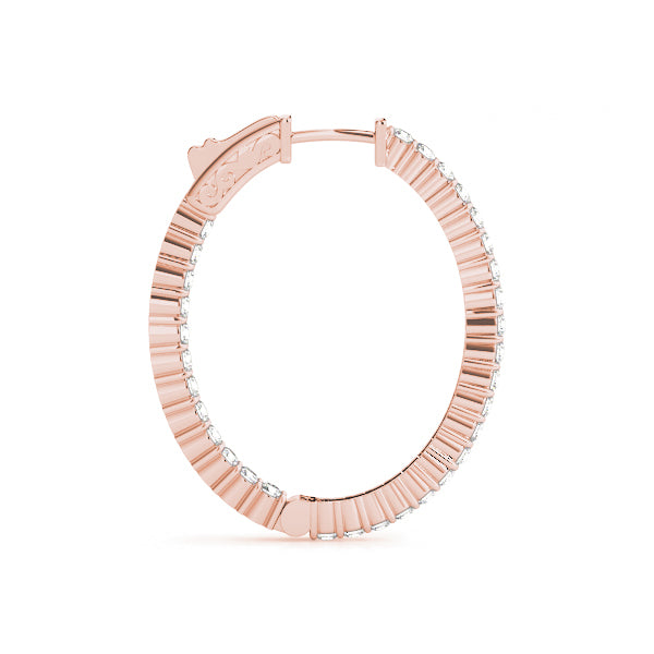Rose Gold Diamond Inside Out Hoop Earrings - 5/8 ctw